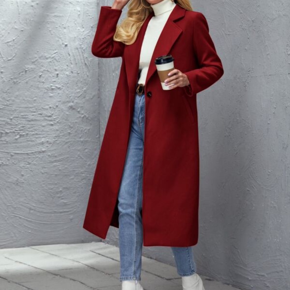 Cozy Camel Tan wide collar coat jacket trench PeaCoat - Picture 11 of 12